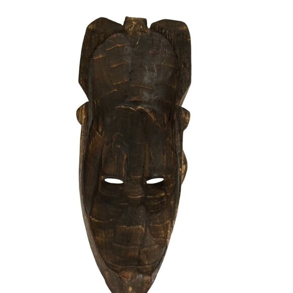 African Tribal Wood Mask Wall Hanging Hand Carved Plaque Folk Art u - Picture 6 of 7